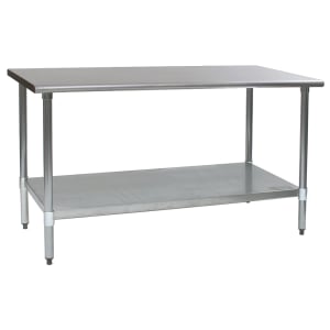 241-T2460B 60" 16 ga Work Table w/ Undershelf & 430 Series Stainless Flat Top
