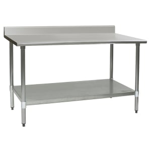 241-T3060BBS 60" 16 ga Work Table w/ Undershelf & 430 Series Stainless Top, 4 1/2" Backsplash