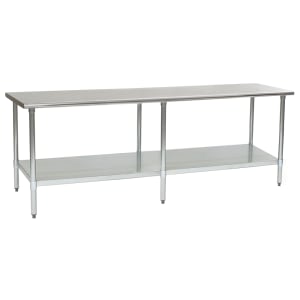 241-T3096B 96" 16 ga Work Table w/ Undershelf & 430 Series Stainless Flat Top