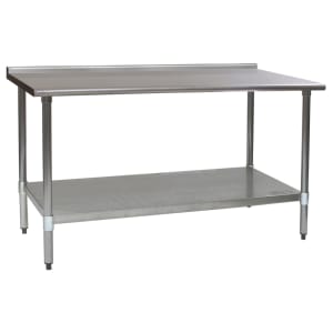 241-UT2460B 60" 16 ga Work Table w/ Undershelf & 430 Series Stainless Top, 1 1/2" Backsplash