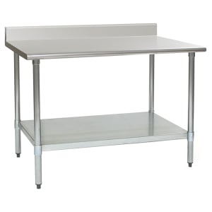 241-T2448BBS 48" 16 ga Work Table w/ Undershelf & 430 Series Stainless Top, 4 1/2" Backsplash