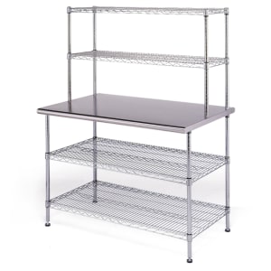 241-T2448EBW2 48" 16 ga Work Table w/ Undershelves & 304 Series Stainless Flat Top