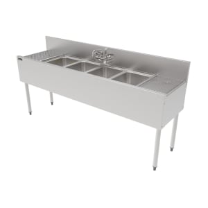 199-TS72M4DBSTK 72" 3 Compartment Sink w/ 10"L x 14"W Bowl, 9 1/4" Deep