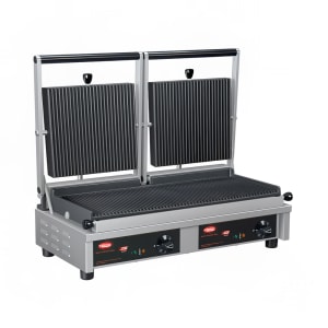 042-MCG20GS208QS Double Commercial Panini Press w/ Cast Iron Grooved & Smooth Plates, 208v/1ph