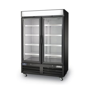 150-AFGDM49 54" Two Section Display Freezer w/ Swing Doors - Bottom Mount Compressor, Black, 115v