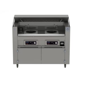 315-MCS59FPSSP351WCR 59" Cooking Cart w/ Wok & (2) Induction Stoves, Silver