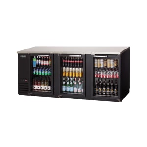 545-EBB90G 89 1/4" Bar Refrigerator - 3 Swinging Glass Doors, Black, 115v