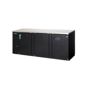 545-EBB9024 89 1/4" Bar Refrigerator - 3 Swinging Solid Doors, Black, 115v