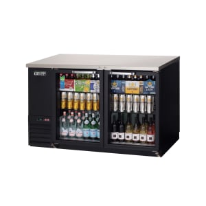 545-EBB59G 57 3/4" Bar Refrigerator - 2 Swinging Glass Doors, Black, 115v