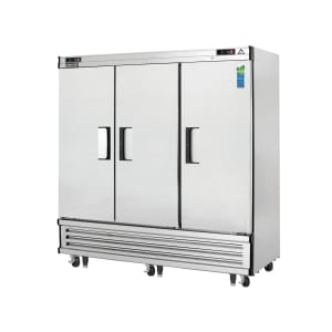 545-EBRF3 74 3/4" Three Section Commercial Refrigerator Freezer - Solid Doors, Bottom Compre...