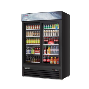 545-EMGR48B 53 1/8" EM Series Two Section Glass Door Merchandiser - (2) Sliding Doors, Black, 115v