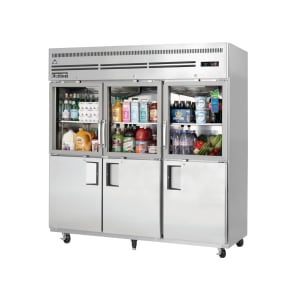 545-EGSH6 74 3/4" Three Section Reach In Refrigerator, (3) Glass Doors, (3) Solid Doors, Left/Right Hinge, 115