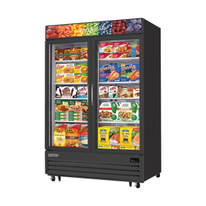 545-EMGF48B 54 3/4" Two Section Display Freezer w/ Swing Door - Bottom Mount Compressor, Black, 115v
