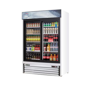 545-EMGR48 53 1/8" EM Series Two Section Glass Door Merchandiser - (2) Sliding Doors, White, 115v