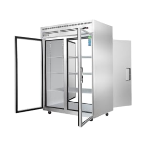 545-ESPT2G2S 49 5/8" Two Section Pass Thru Refrigerator, (2) Glass Doors, (2) Solid Doors, R...