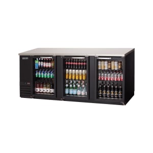 545-EBB90G24 89 1/4" Bar Refrigerator - 3 Swinging Glass Doors, Black, 115v