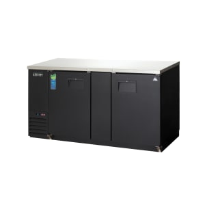 545-EBB6924 68" Bar Refrigerator - 2 Swinging Solid Doors, Black, 115v
