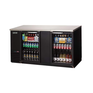 545-EBB69G24 68" Bar Refrigerator - 2 Swinging Glass Doors, Black, 115v