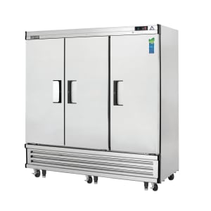 545-EBR3 74 3/4" Three Section Reach In Refrigerator, (3) Left/Right Hinge Solid Doors, 115v