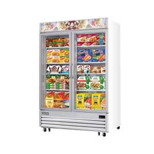 545-EMGF48 54 3/4" Two Section Display Freezer w/ Swing Door - Bottom Mount Compressor, White, 115v