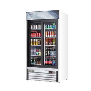 545-EMGR33 39 3/8" EM Series Two Section Glass Door Merchandiser - (2) Sliding Doors, White, 115v