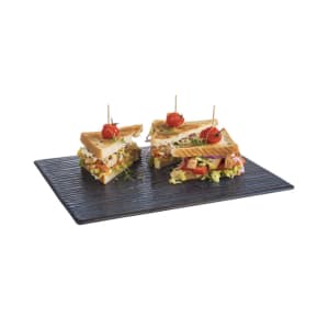 634-APS85021 Rectangular Serving Tray - 12 3/4" x 10 1/2", Melamine, Grey/Blue