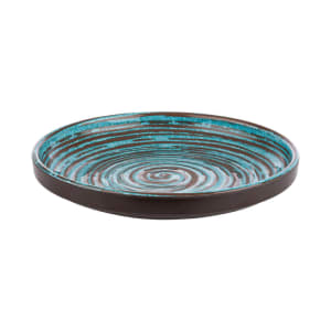 634-APS85203 9" Round Melamine Dinner Plate, Brown/Blue