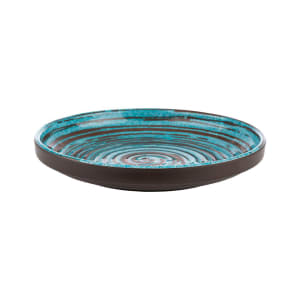 634-APS85202 7" Round Melamine Dinner Plate, Brown/Blue