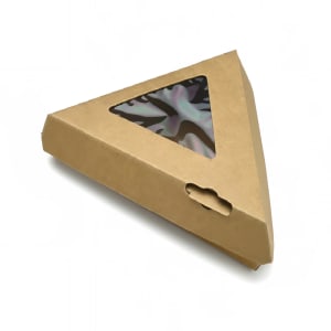 909-RFPZZAW #ReadyFresh® Pizza Slice Container w/ Window - 9" x 8 1/4" x 2", Kraft