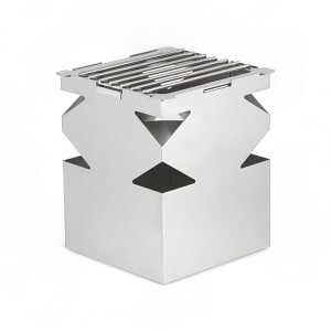 969-1542 8" Square Lexus Riser w/ Sterno Holder - 10"H, Stainless Steel