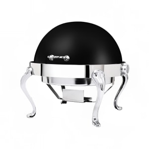 969-3118QAMB 8 qt Round Chafer w/ Roll Top Cover, Stainless Steel, Black