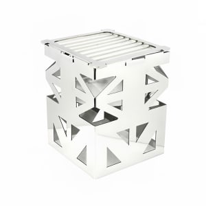 969-1742 8" Square Lexus Riser w/ Sterno Holder - 10"H, Stainless Steel