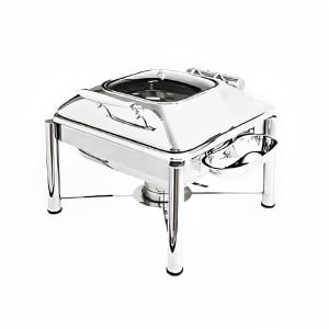 969-3934GPL 6 qt Square Induction Chafer w/ Hinged Glass Lid, Stainless Steel
