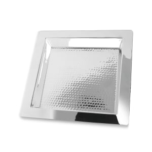 969-5411H 11" Square Brooklyn Collection Tray, Hammered Stainless Steel