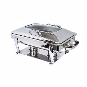 969-3935GS 8 qt Oblong Induction Chafer w/ Hinged Glass Lid, Stainless Steel
