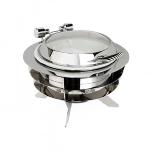 969-32308LG 6 qt Round Induction Chafing Dish w/ Hinged Glass Lid, Stainless Steel