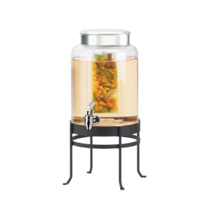 151-15802INF13 SoHo 2 Gallon Round Glass Beverage Dispenser w/ Infusion Chamber - Black Metal Base