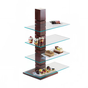 151-79152 9" Square Buffet Riser - 32 1/2"H, Dark Wood