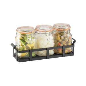 151-333613 Rectangular 3 Compartment Condiment Jar Display - Clear/Black