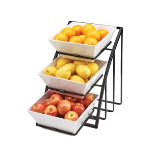 151-175013 3 Tier Display Stand for Square Bowls - 12"W x 19"D x 13 1/2"H, Metal, Black
