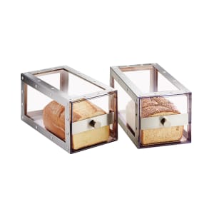 151-341055 Bread Display Drawer - 6 3/4"W x 12 1/4"D x 6 3/4"H, Stainless Steel/Acrylic