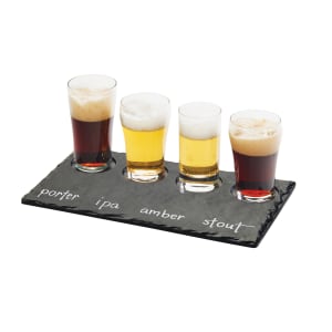151-350065M Write On Taster Tray w/ (4) Cut Outs - 11 3/4" x 5", Melamine, Faux Slate