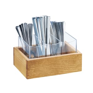 151-340899 3 Compartment Flatware Display Organizer - 9" x 6", Reclaimed Wood