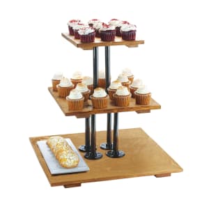 151-342899 3 Level Display Riser Shelf - 20 3/4"L x 20 3/4"W x 20"H, Metal Frame/Wood Shelves