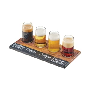 151-357047M Write On Beer Flight Board w/ (4) Cutouts - 12" x 6", Melamine, Hickory