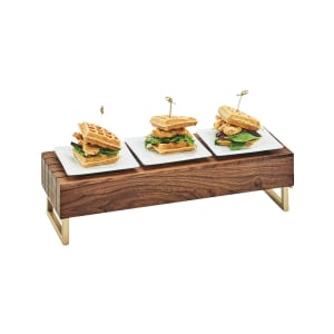 151-372446 Rectangular Display Riser - 20"L x 7"W x 6"H, Walnut/Brass