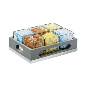 151-380583 Rectangular 6 Compartment Condiment Jar Display - Clear/Gray