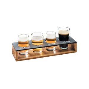 151-348099 Write-On Taster Caddy w/ (4) Cut-Outs - 13" x 4", Reclaimed Wood
