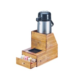 151-362399 11 1/4" Airpot Stand w/ Drip Tray & Drawer - Holds (1) Airpot, Wood