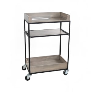 151-3461110 Beverage Service Cart w/ (3) Levels - 27"W x 16"D x 41"H, Reclaimed Wood/Metal Frame